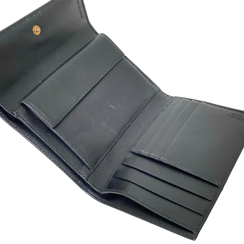 PRADA Black Leather Trifold Wallet 194-081025 - Picture 5 of 7